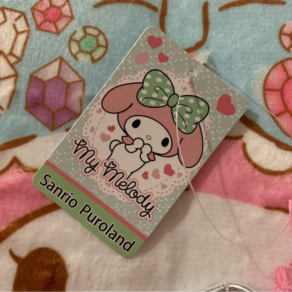 My Melody Drinking Boba Pink Clear Plastic Small Zip Coin Pouch NWT
